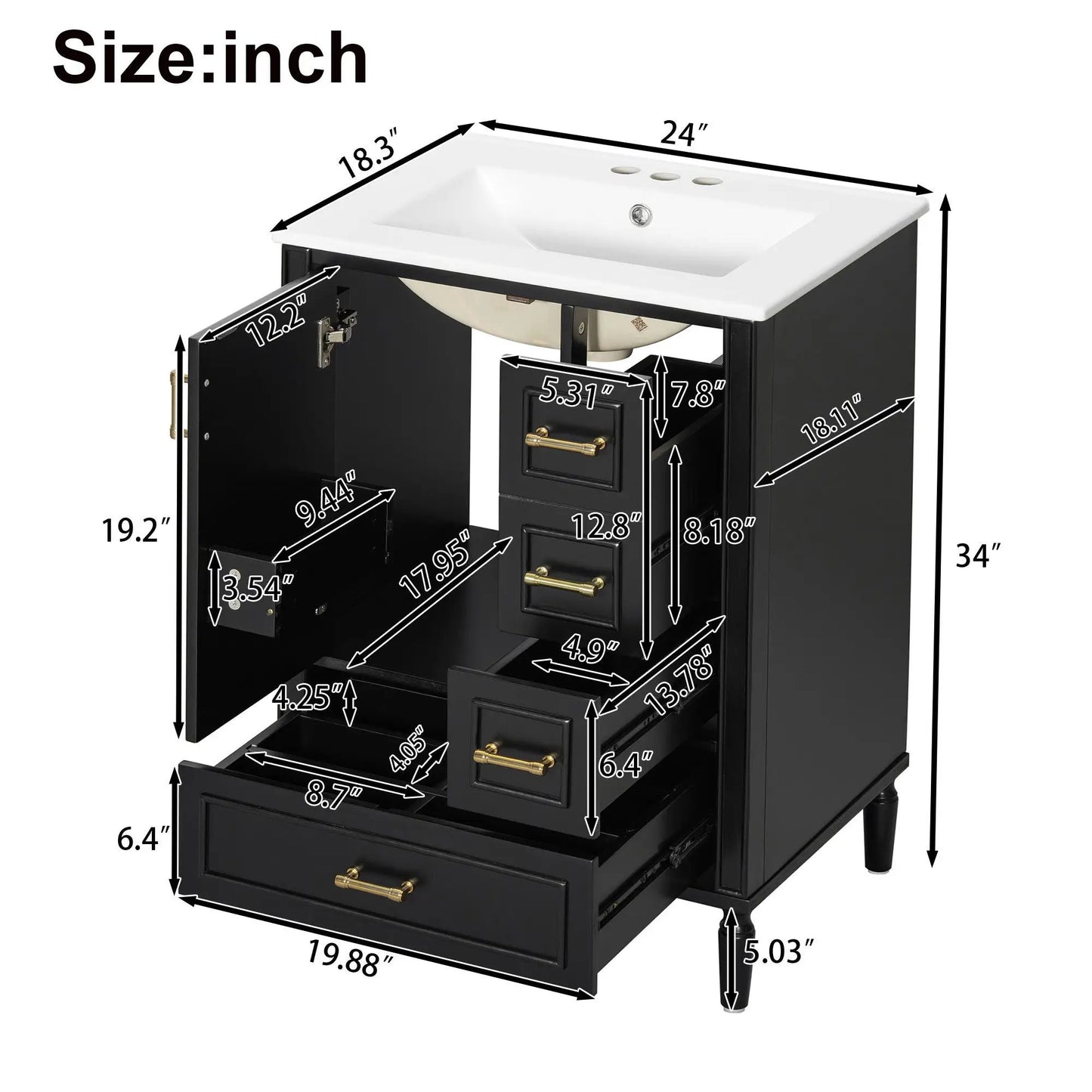 Traditional Bathroom Vanity With Soft Close Doors