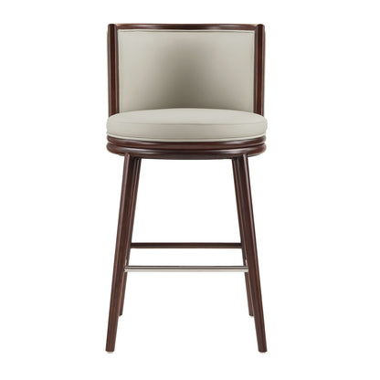 Evalyn Barstool, ivory upholstered backseat, dark wood frame, HouseOfZazla on Tampa Home & Garden Store