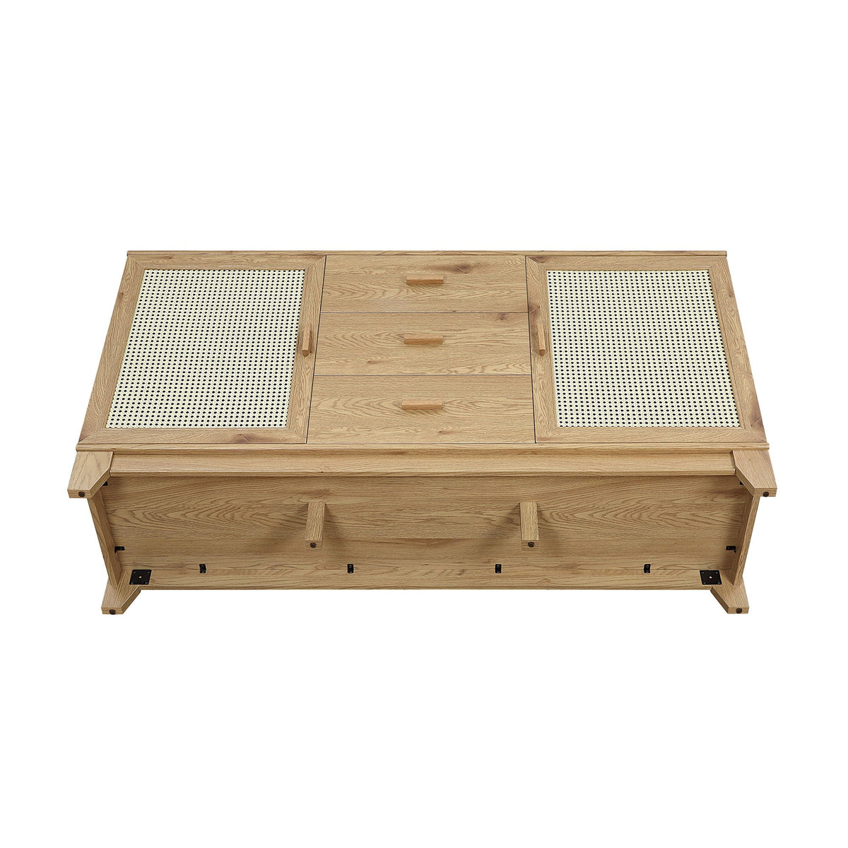 Sideboard Modern Cane Design with solid wood handles, light brown cane panels, HouseOfZazla on Tampa Home & Garden Store