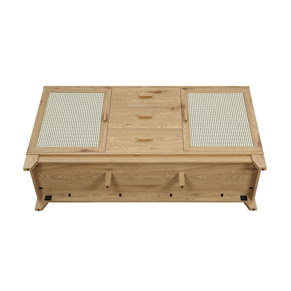 Sideboard Modern Cane Design with solid wood handles, light brown cane panels, HouseOfZazla on Tampa Home & Garden Store