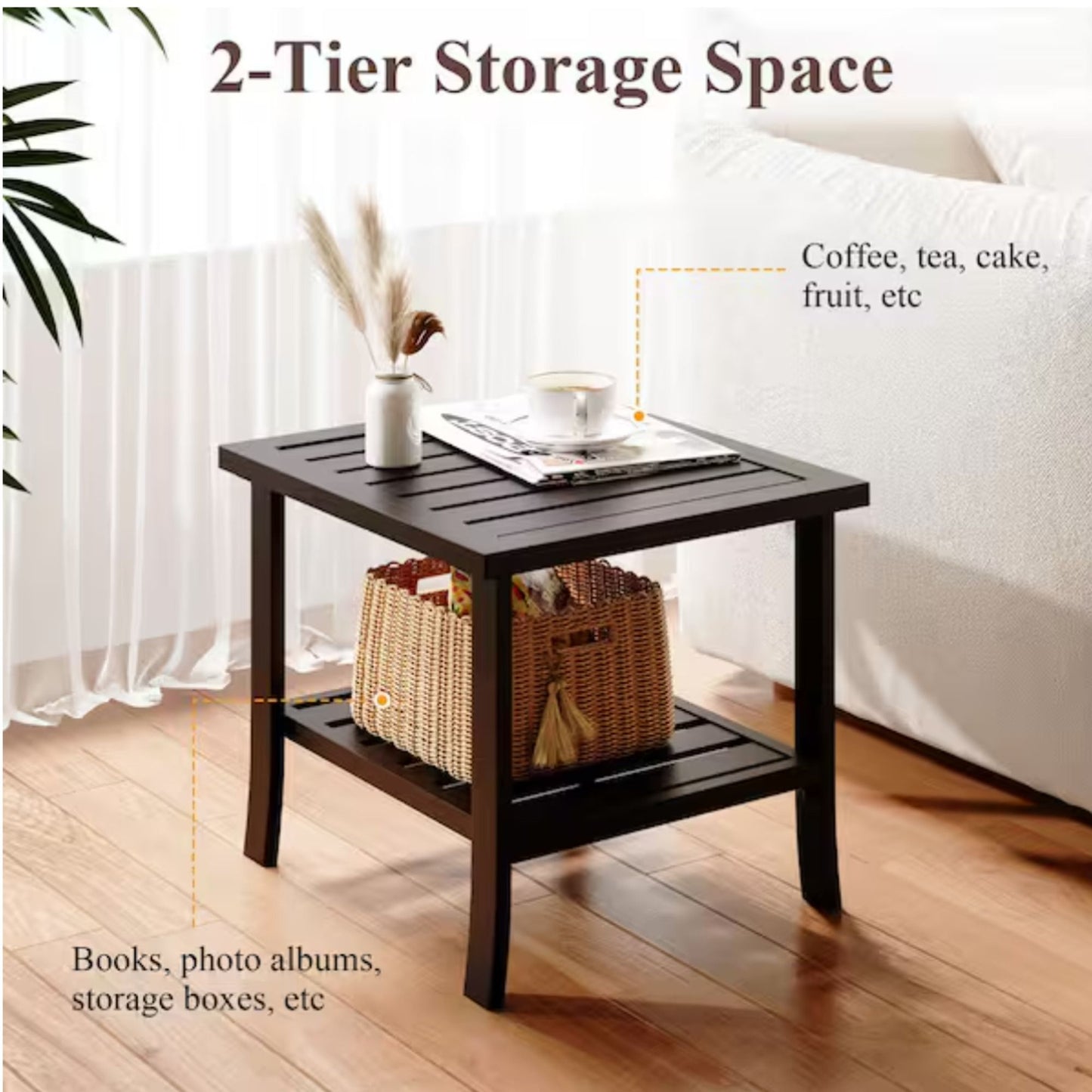 Square 2 Tier Rust Resistant Outdoor Side Table