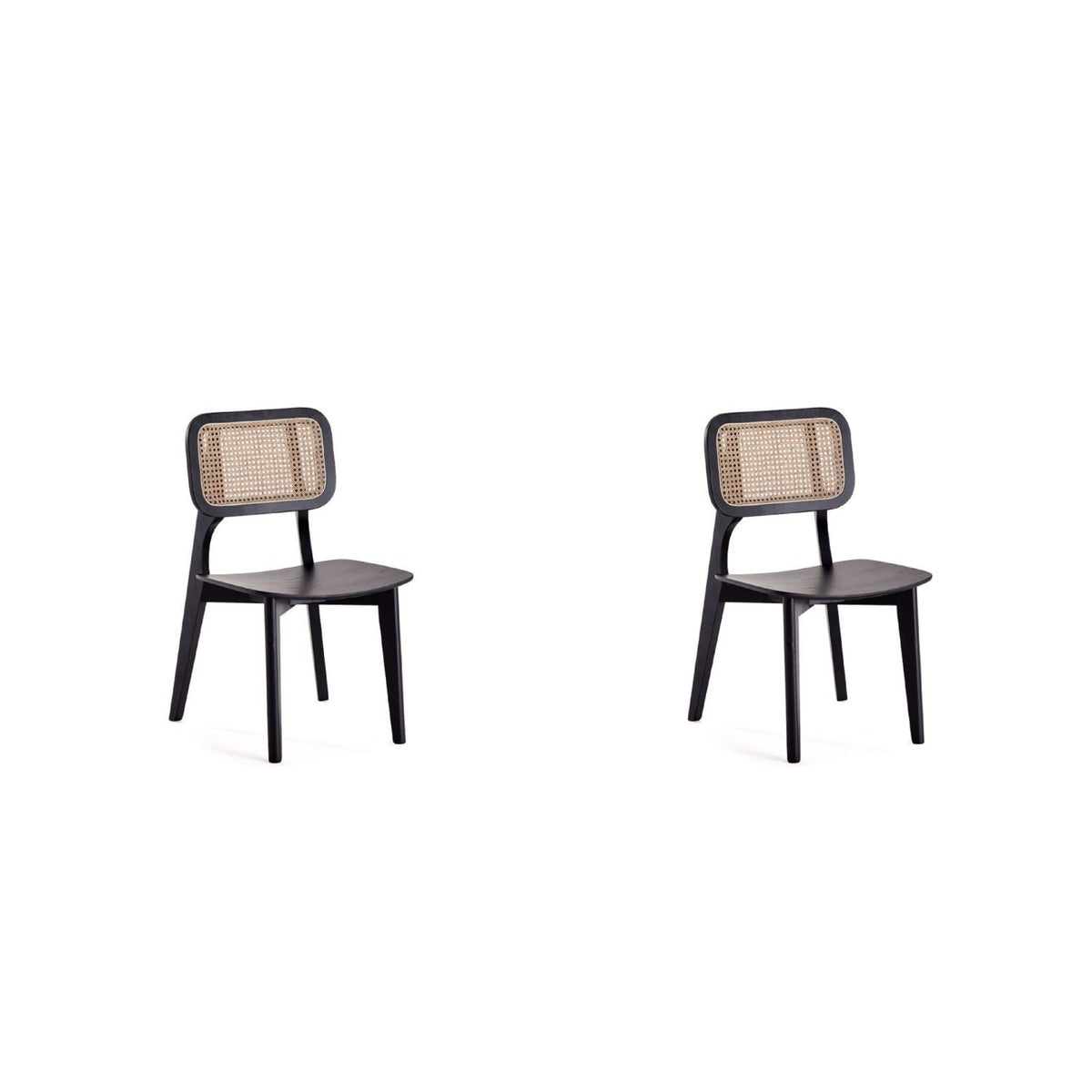 Pair of dining chairs with cane backrests and solid wood frames in black finish HouseOfZazla on Tampa Home & Garden Store