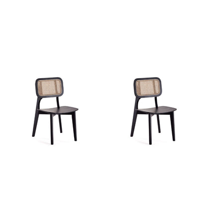 Pair of dining chairs with cane backrests and solid wood frames in black finish HouseOfZazla on Tampa Home & Garden Store