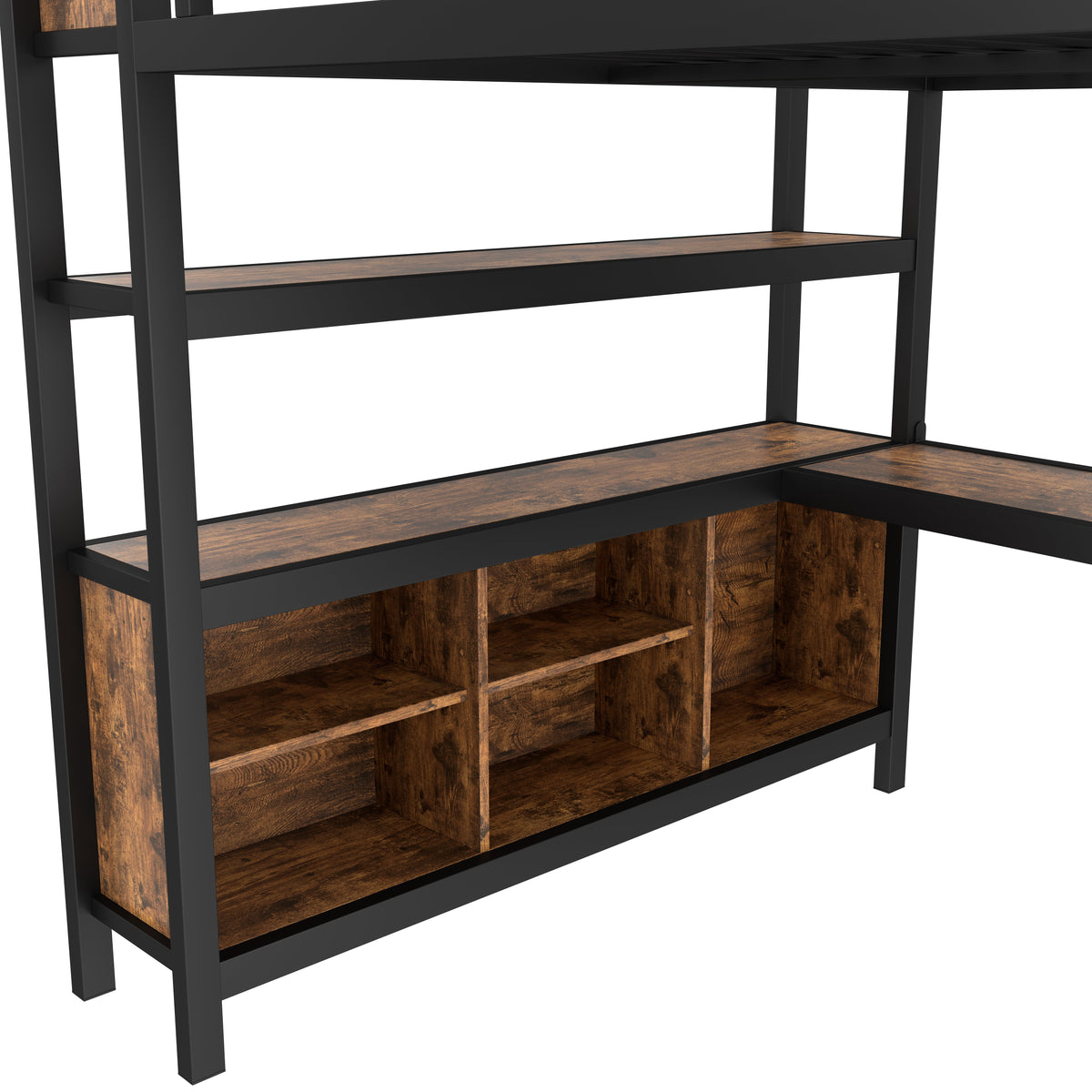 Metal loft bed with wardrobe and L-shaped desk, black frame with shelves by HouseOfZazla on Tampa Home & Garden Store