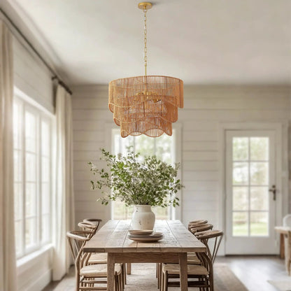Chandelier With 7 Light E26 Base and Wave Pendant