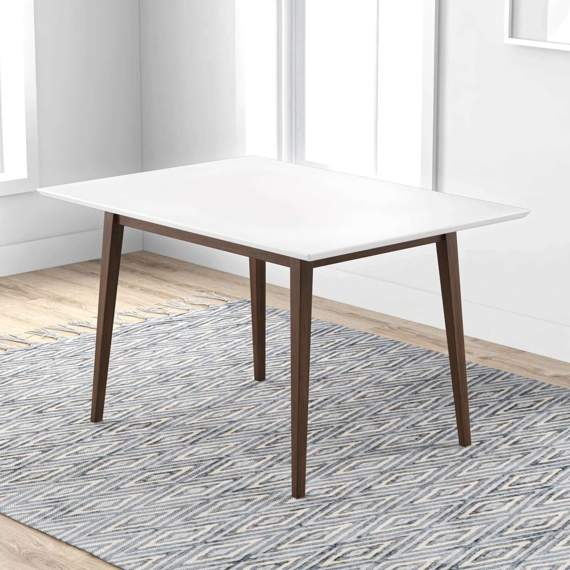 Levi Modern Style Rectangular Dining Kitchen Table white top and brown wooden legs by HouseOfZazla on Tampa Home & Garden Store