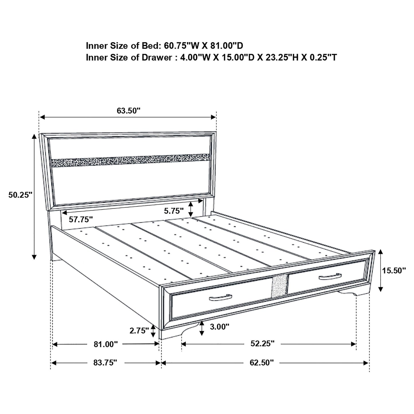 Orchid Storage Panel Bed by HouseOfZazla, platform bed with two under-bed drawers on Tampa Home & Garden Store