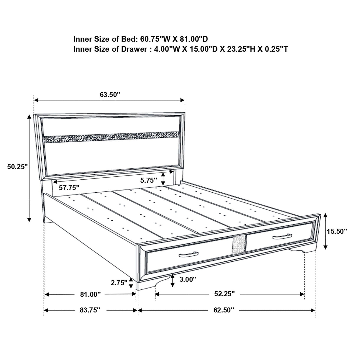 Orchid Storage Panel Bed by HouseOfZazla, platform bed with two under-bed drawers on Tampa Home & Garden Store