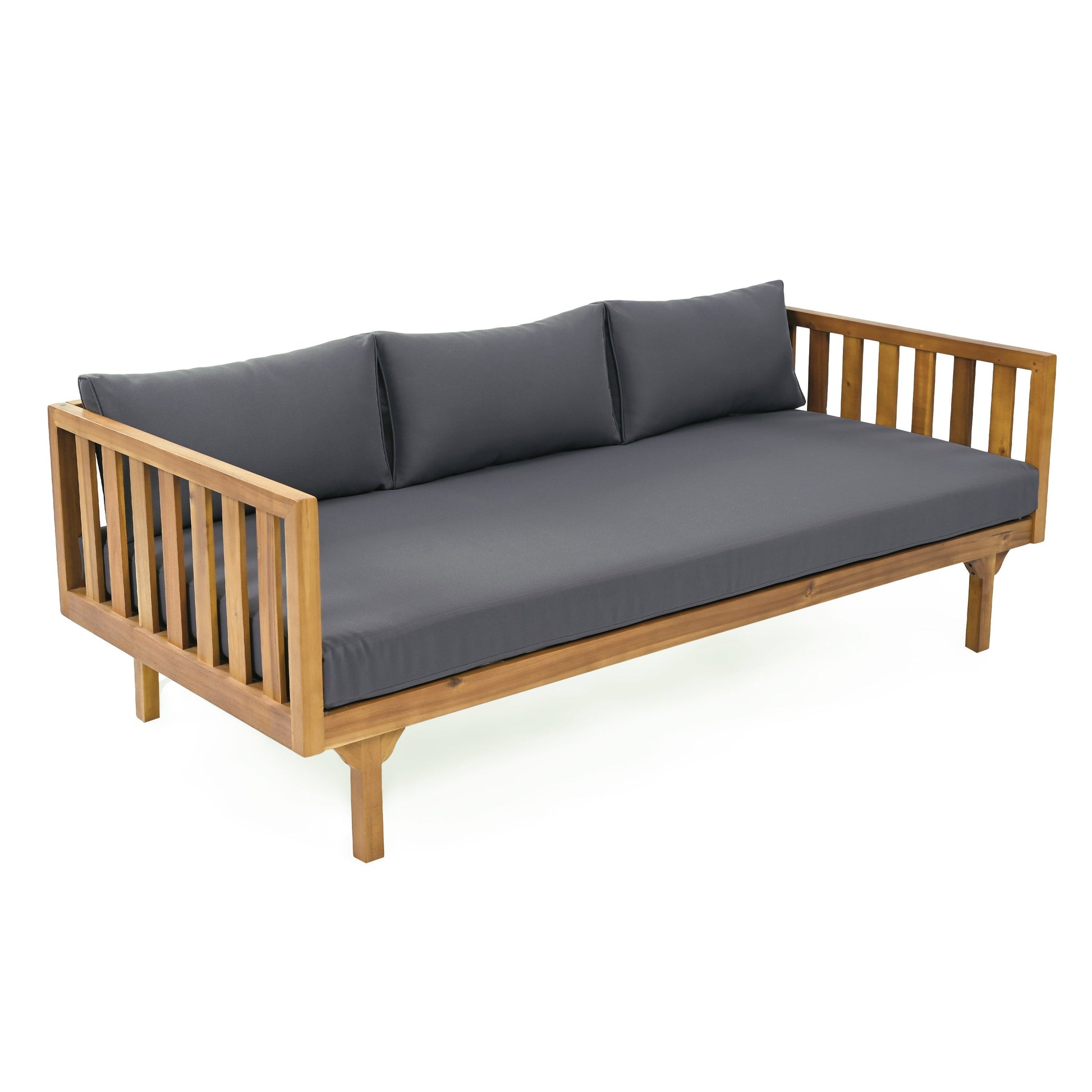 Claremont 3 Seater Daybed dark gray cushions with wooden frame outdoor by HouseOfZazla on Tampa Home & Garden Store