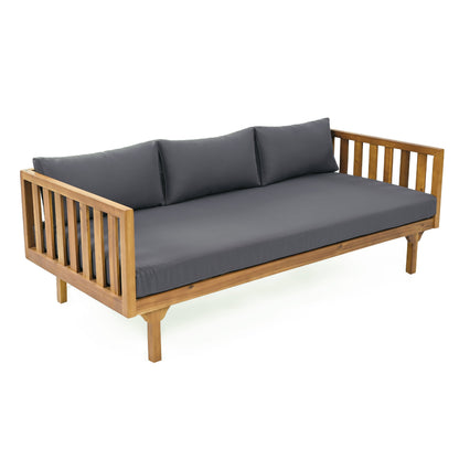 Claremont 3 Seater Daybed dark gray cushions with wooden frame outdoor by HouseOfZazla on Tampa Home & Garden Store