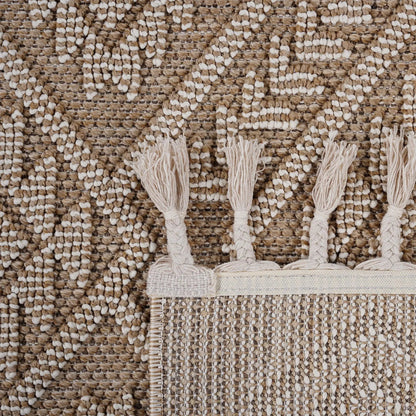 Guros Indoor/Outdoor Rug beige-tan woven jute with tassel fringe Unique Piece Furniture on Tampa Home & Garden Store