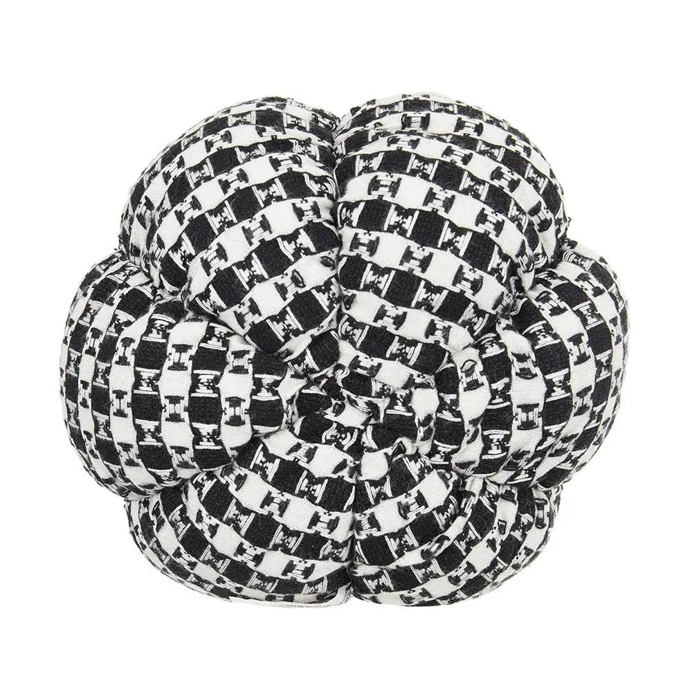 Plaid pumpkin decor sculpture by Unique Piece Furniture in black and white woven fabric on Tampa Home & Garden Store