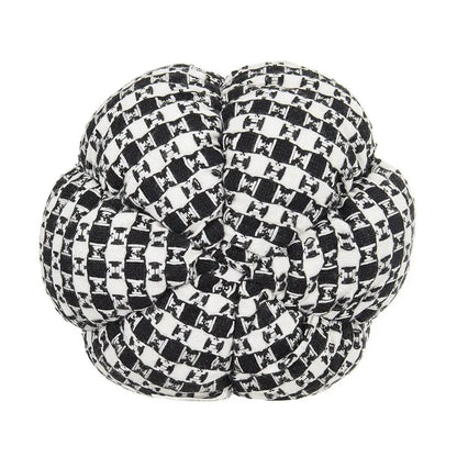 Plaid pumpkin decor sculpture by Unique Piece Furniture in black and white woven fabric on Tampa Home & Garden Store