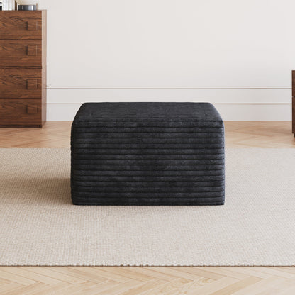Black Corduroy Ottoman No Assembly Required
