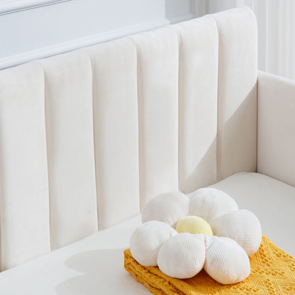 Elena Boucle Upholstered Daybed with ribbed backrest in cream on Tampa Home & Garden Store
