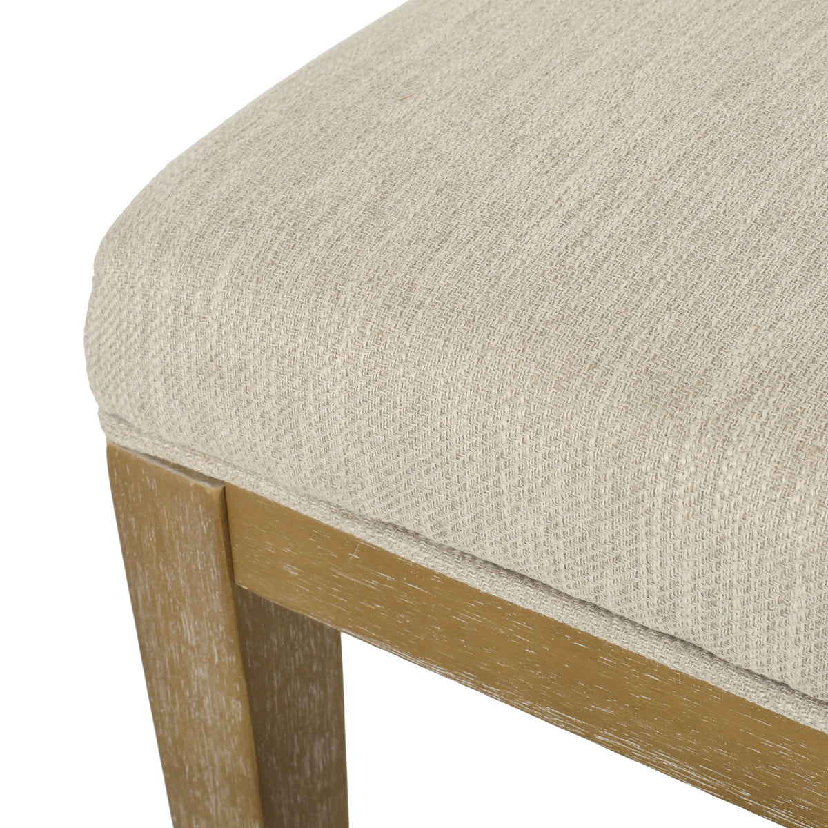 Modern dining chair set beige woven fabric upholstery with wooden legs set of 2 on Tampa Home & Garden Store