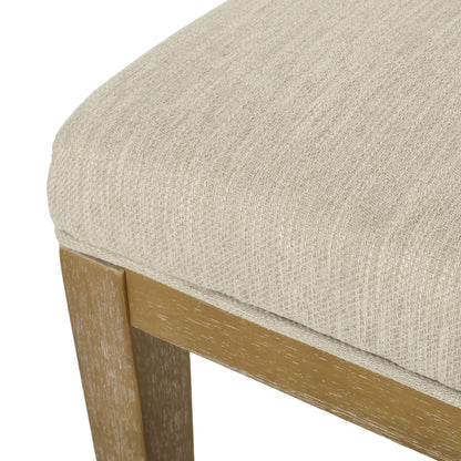 Modern dining chair set beige woven fabric upholstery with wooden legs set of 2 on Tampa Home & Garden Store