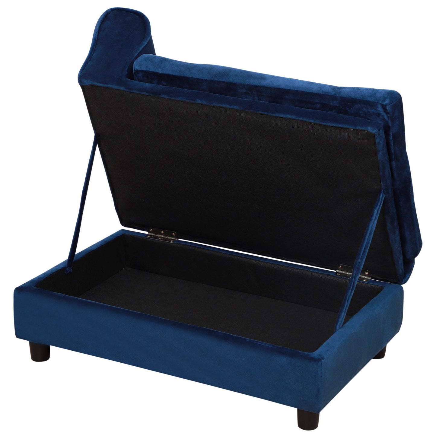 Pet bed PawHut luxury blue velvet dog bed with hidden storage on Tampa Home & Garden Store