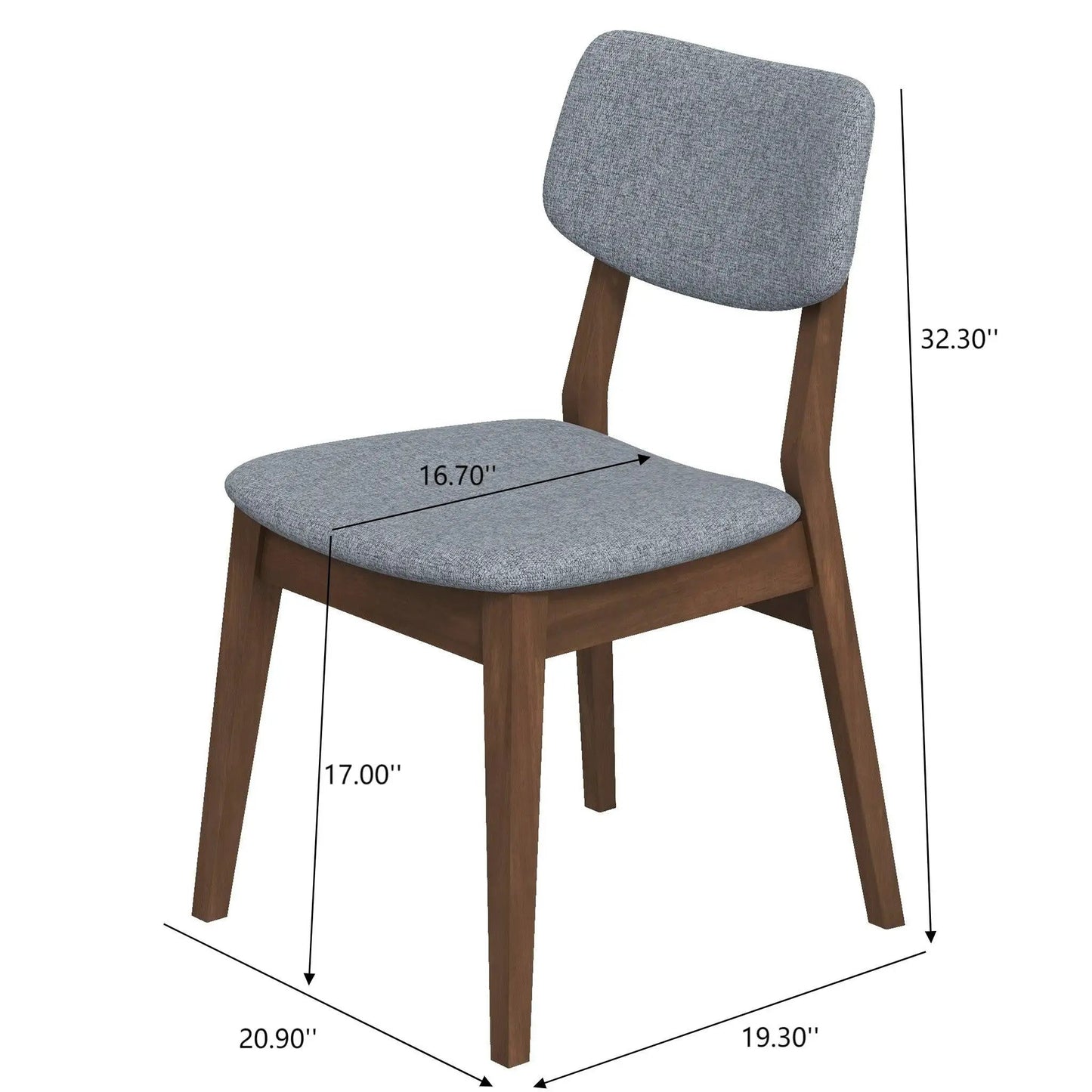 Carlos solid back side chairs set of 2 with gray fabric upholstery and natural wood legs on Tampa Home & Garden Store
