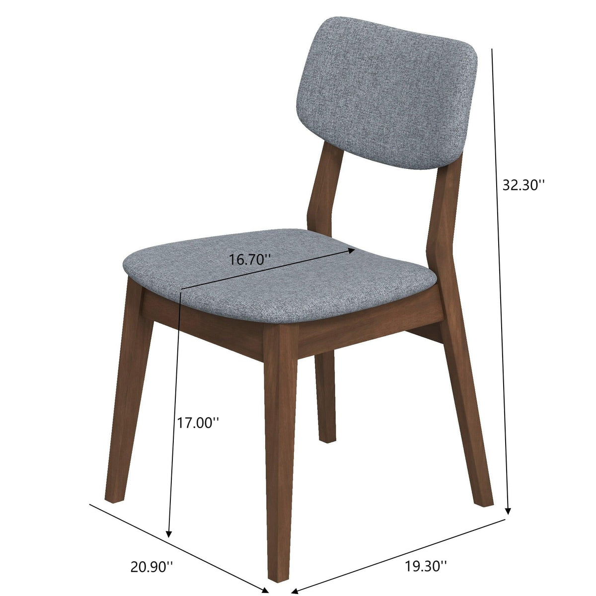 Solid Back Side Chair gray fabric with wooden legs mid-century modern HouseOfZazla on Tampa Home & Garden Store