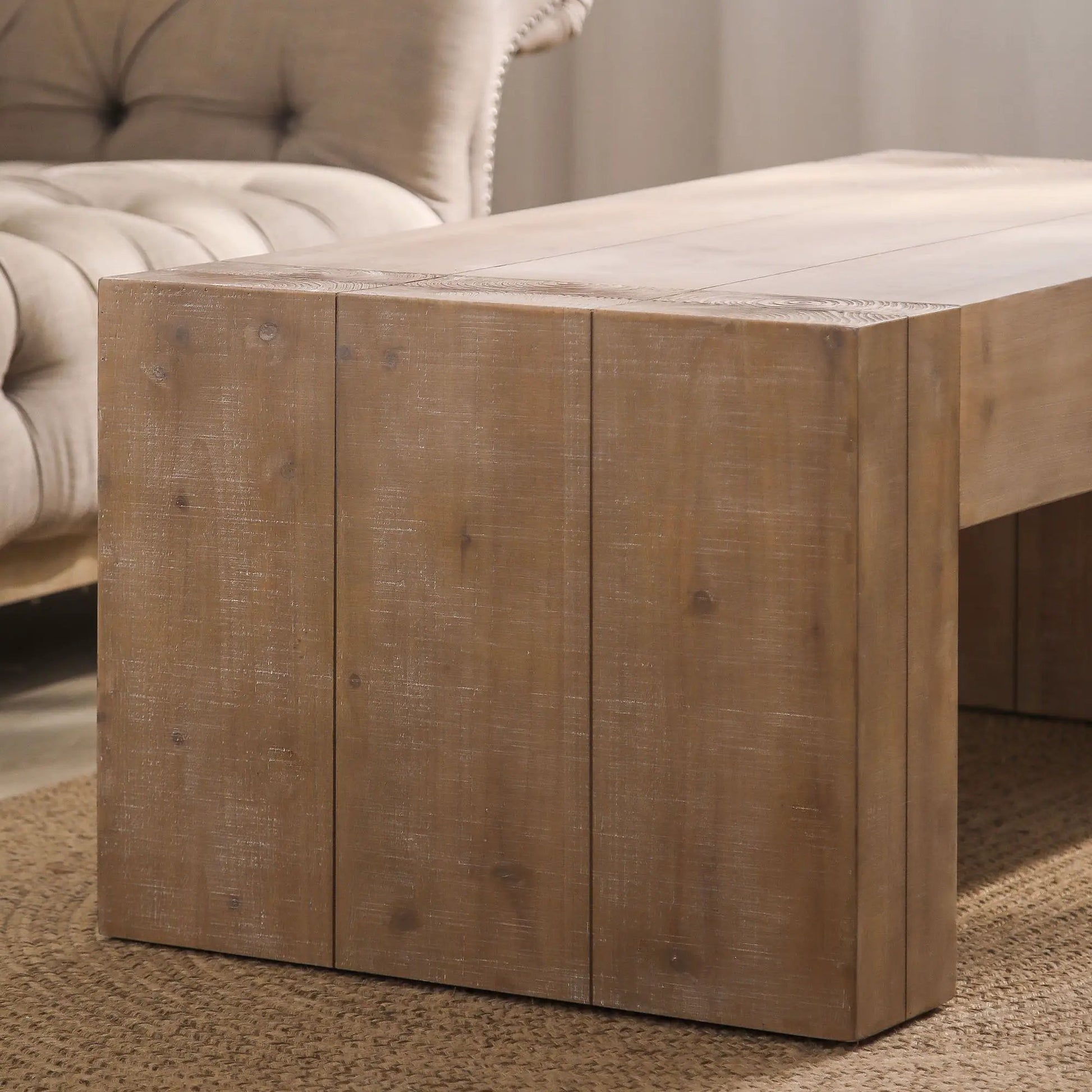 Minimalist rectangular coffee table in warm brown wood with grain by Unique Piece Furniture on Tampa Home & Garden Store