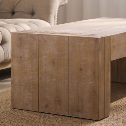 Minimalist rectangular coffee table in warm brown wood with grain by Unique Piece Furniture on Tampa Home & Garden Store
