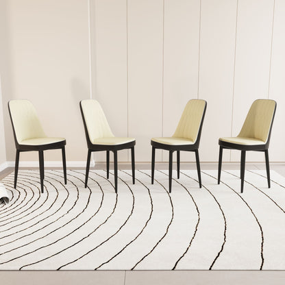 HouseOfZazla dining chair set: 4 cream cushioned chairs with black metal legs on Tampa Home & Garden Store