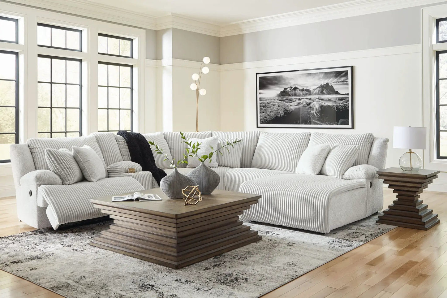 Top Tier Corduroy Reclining Sectional with Chaise