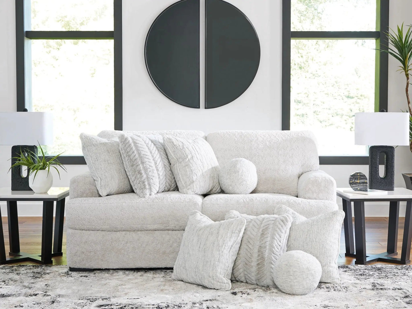 Cuddle Plush Sectional Sofa, stationary, cream textured fabric, Unique Piece Furniture on Tampa Home & Garden Store