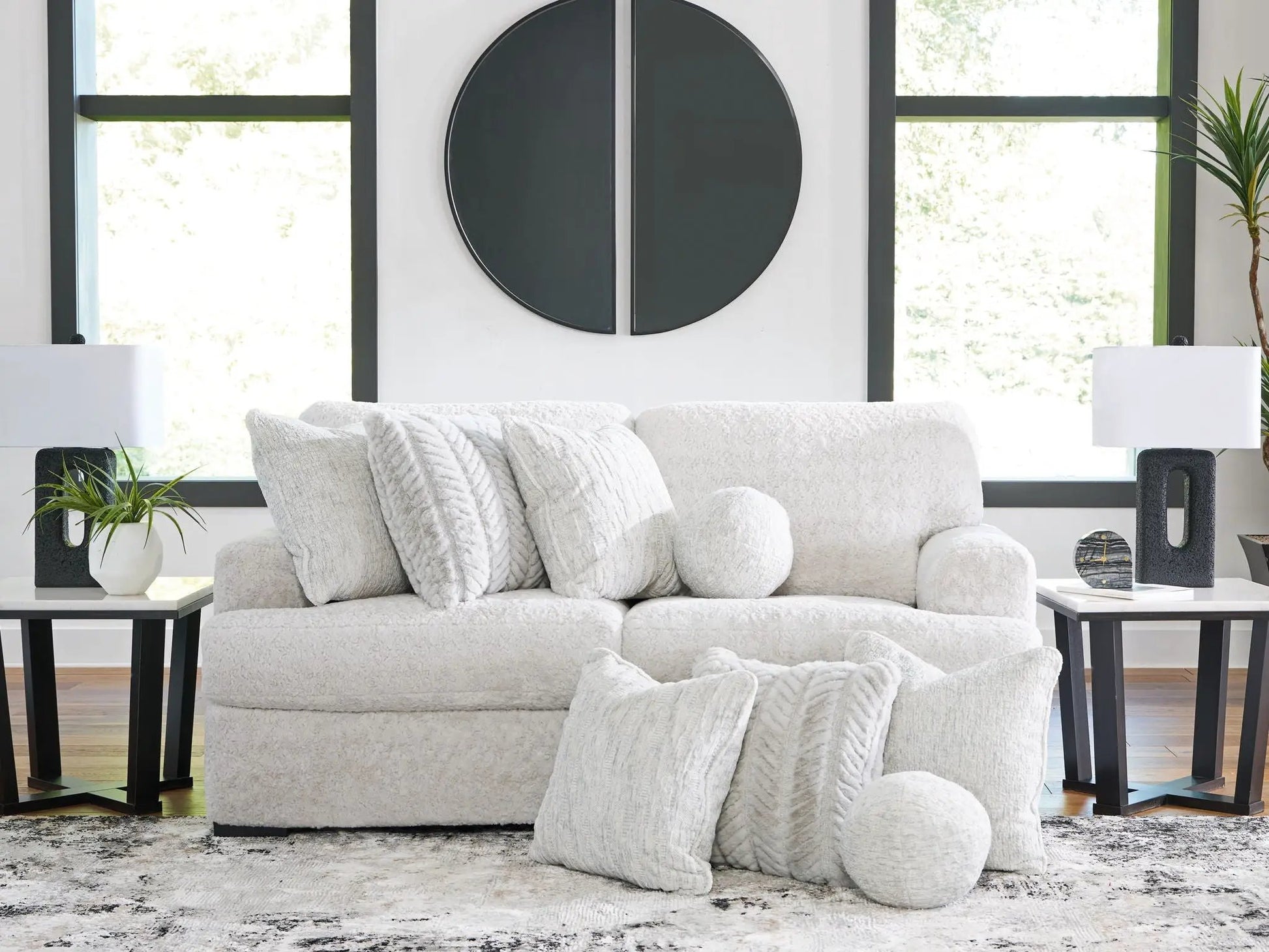 Cuddle Plush Sectional Sofa, stationary, cream textured fabric, Unique Piece Furniture on Tampa Home & Garden Store