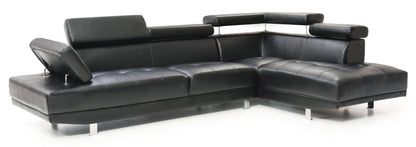 Riveredge Comfort Sectional by HouseOfZazla in black leather, L-shaped with chrome legs on Tampa Home & Garden Store