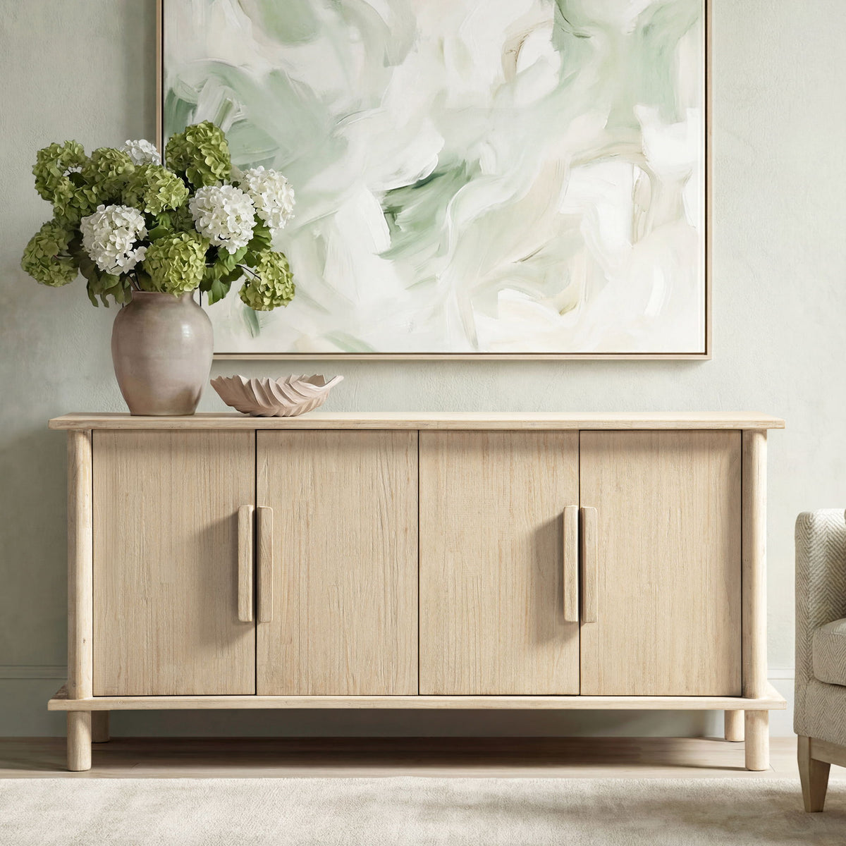 Natural reclaimed wood 4-door sideboard with streamlined storage by HouseOfZazla on Tampa Home & Garden Store
