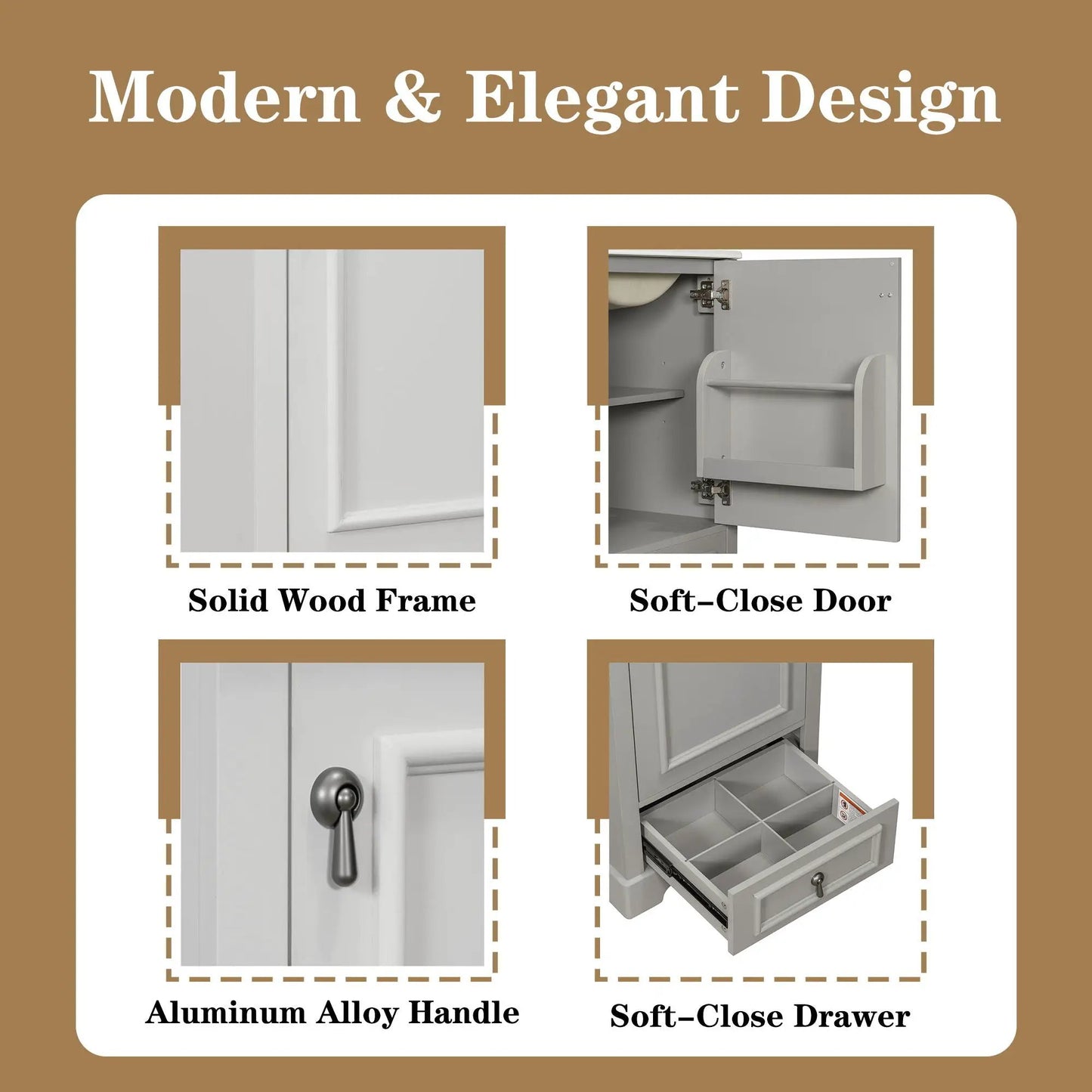 Bathroom Vanity With Sink, Soft Close Door, Shelf