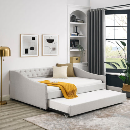Upholstered Tufted Daybed and Storage Drawers