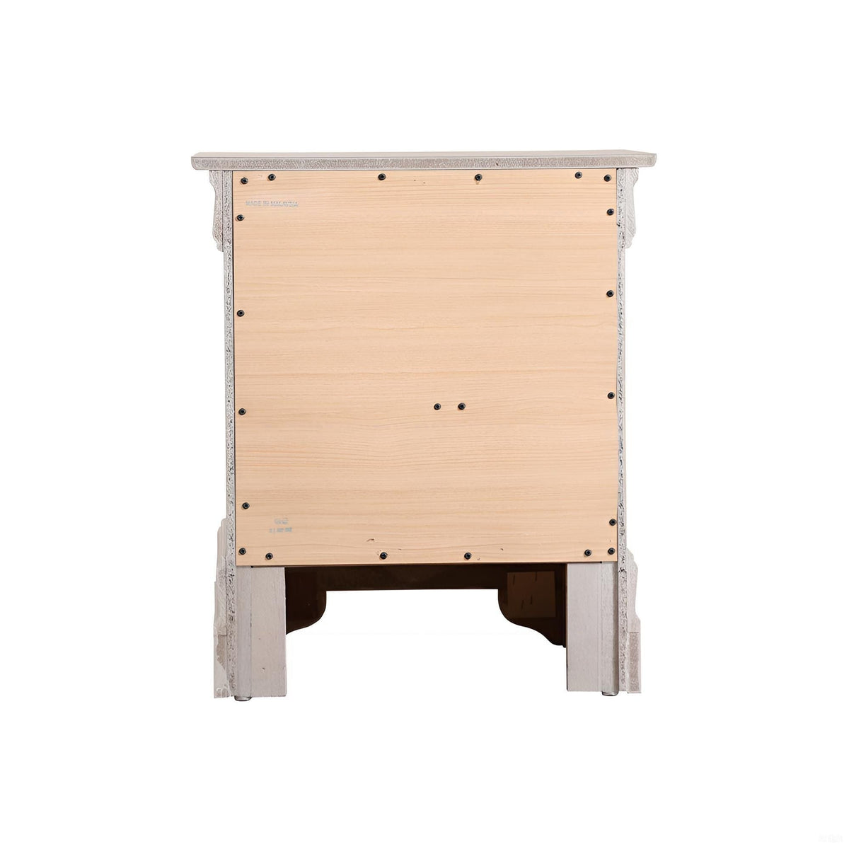 Accent nightstand with textured gray frame and crystal pulls, gray pearl silver finish on Tampa Home & Garden Store