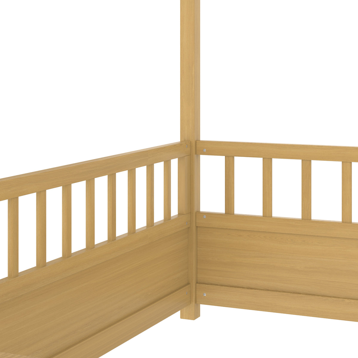 Twin pine wood bed frame with slatted sides and corner post, HouseOfZazla natural finish on Tampa Home & Garden Store