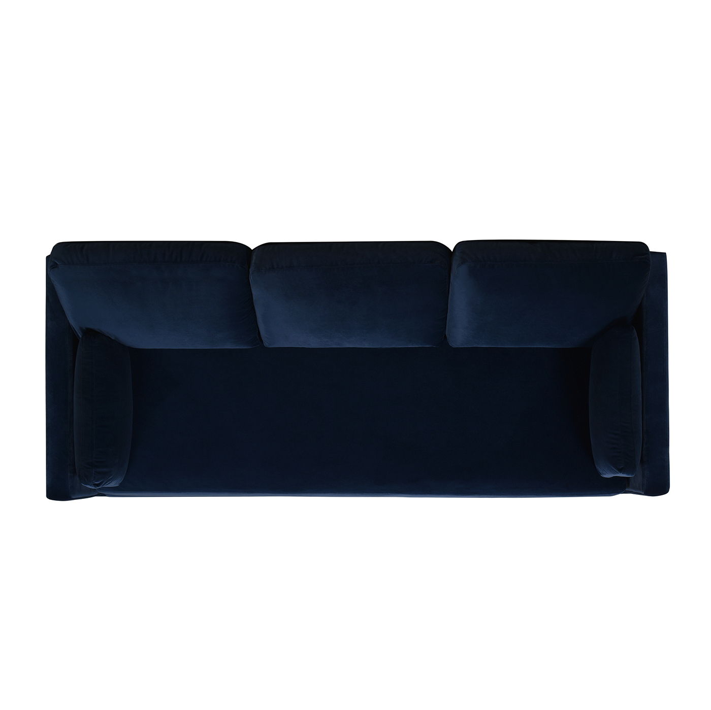 Knox Modern Farmhouse Sofa navy velvet stationary sofa with three back cushions HouseOfZazla on Tampa Home & Garden Store