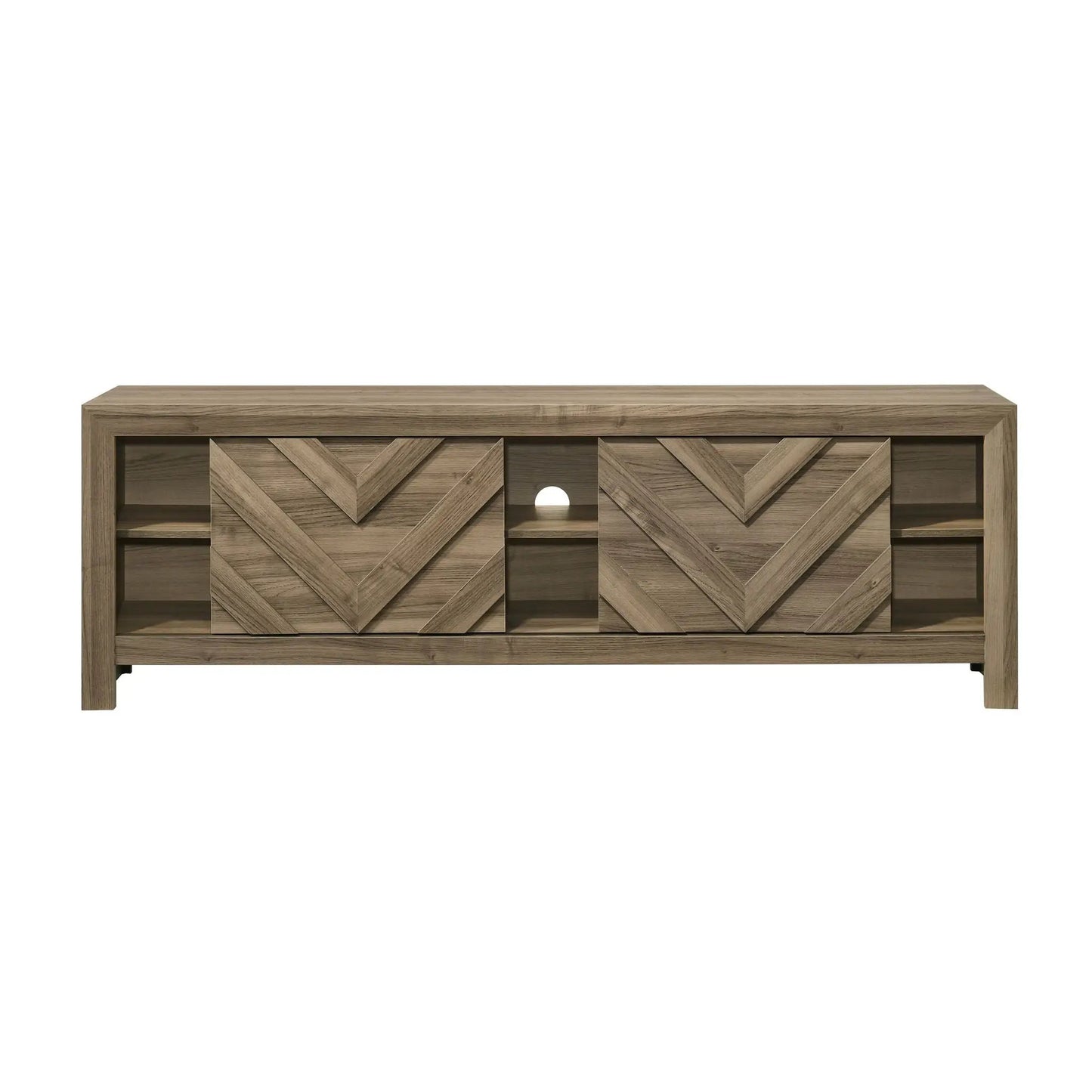 Chevron Patterned TV Stand in Light Brown