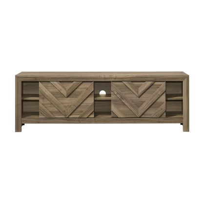 Chevron Patterned TV Stand in Light Brown