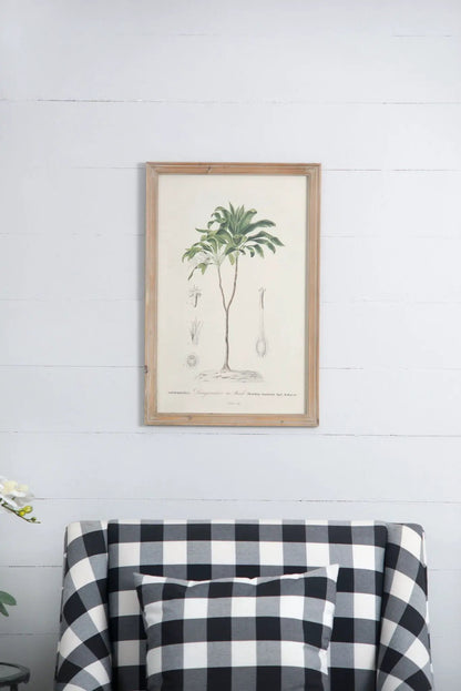 Tree Framed Print Set of 2 Multicolor botanical illustration in light wood frame above sofa on Tampa Home & Garden Store
