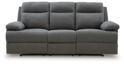 Side-Swipe reclining sofa gray fabric, plush cushions by Unique Piece Furniture on Tampa Home & Garden Store
