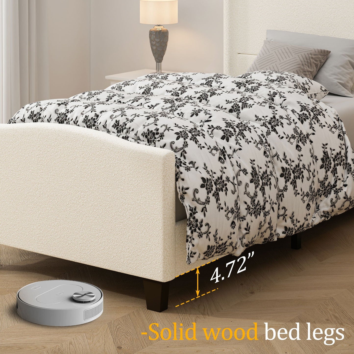 Sturdy Platform Bed Frame and a Padded Headboard