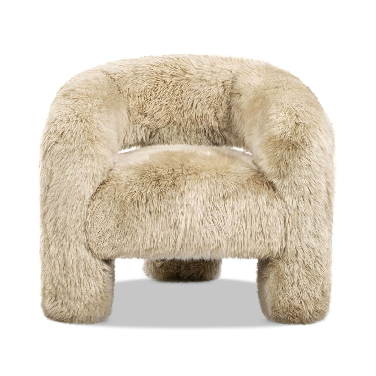 Genuine sheepskin fur split-barrel back accent chair in natural blonde by HouseOfZazla on Tampa Home & Garden Store