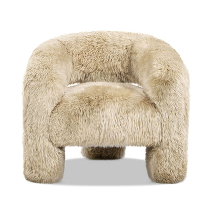 Genuine sheepskin fur split-barrel back accent chair in natural blonde by HouseOfZazla on Tampa Home & Garden Store