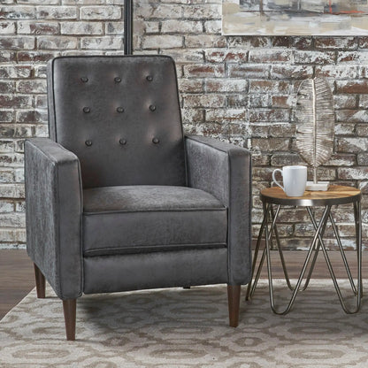 Macedonia Button Tufted Fabric Recliner Slate by Unique Piece Furniture on Tampa Home & Garden Store