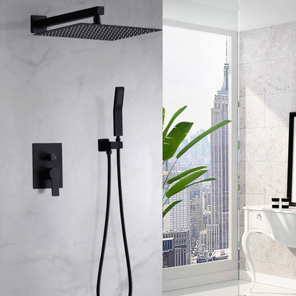 12in Matte Black Ceiling Mount Rain Shower System with handheld by HouseOfZazla on Tampa Home & Garden Store