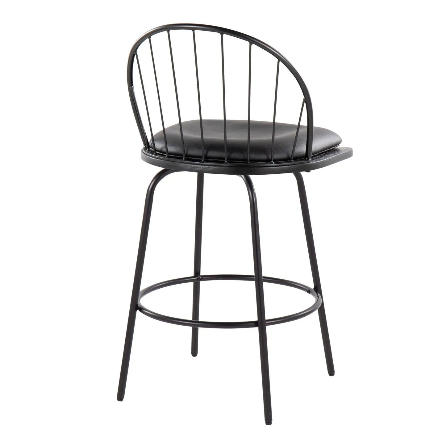 Riley Claire Farmhouse counter stools set of 2, black metal with cushioned seat, swivel footrest on Tampa Home & Garden Store