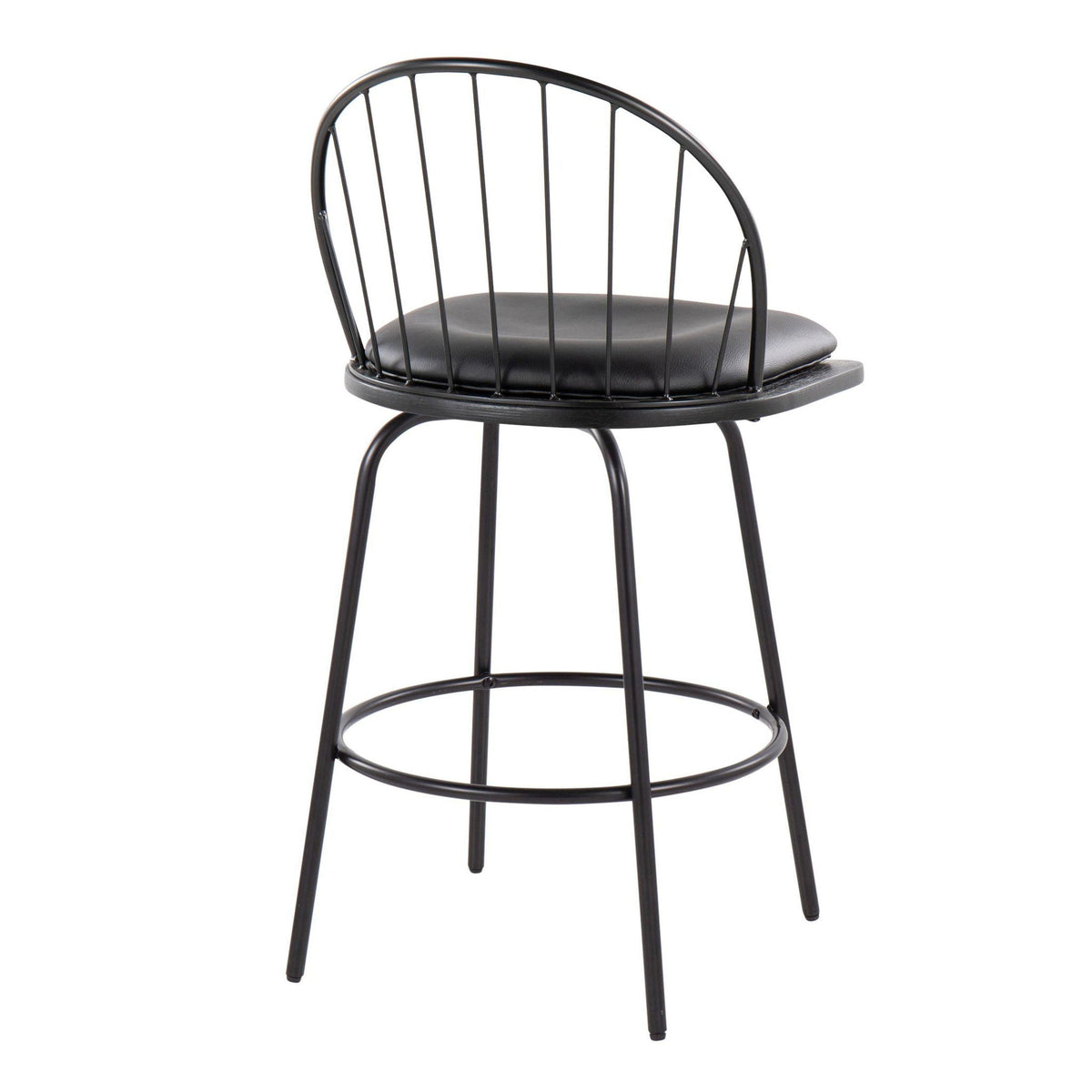 Farmhouse counter stool set with swivel and round footrest, black metal by HouseOfZazla on Tampa Home & Garden Store