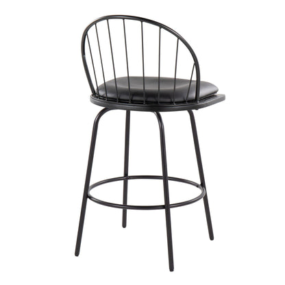 Farmhouse counter stool set with swivel and round footrest, black metal by HouseOfZazla on Tampa Home & Garden Store