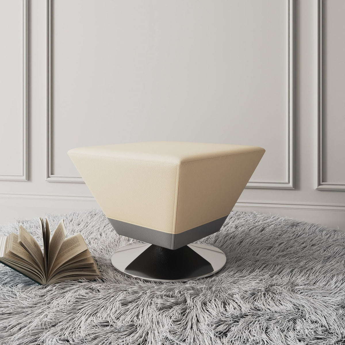 Diamond Accent Ottoman beige rectangular ottoman by HouseOfZazla in neutral upholstery on Tampa Home & Garden Store